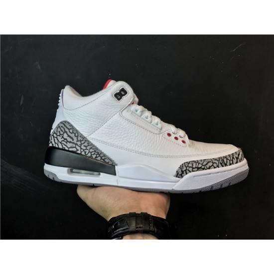 Air Jordan 3 (III) Retro Bianco Cement Bianco/Rosso Fuoco-Cement Grigio per Uomo