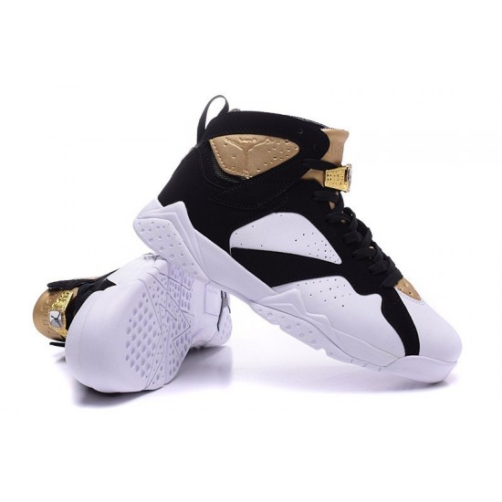 Air Jordan 7 Champagne branco/preto dourado metálico para homens